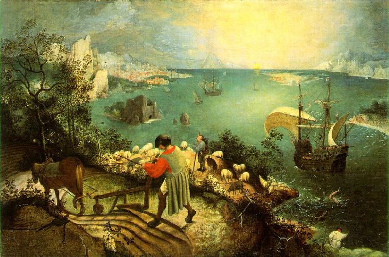 BRUEGEL, Pieter the Elder Landscape with the Fall of Icarus g oil painting picture
